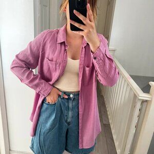 Boden Lilac Linen Button Shirt 16